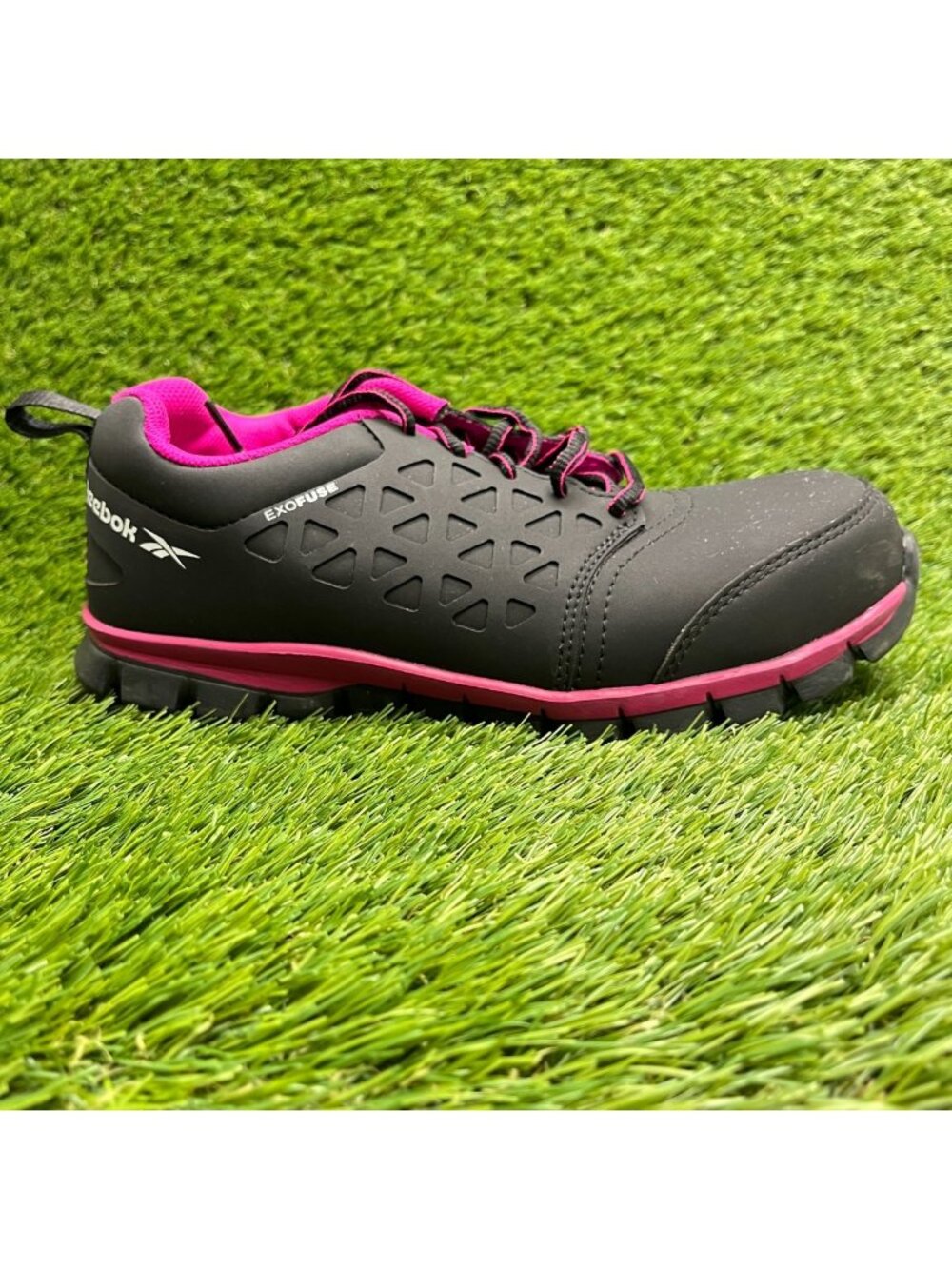 Reebok Sublite Cushion Womens Size 8D Black Pink Composite Toe Safety Work Shoes